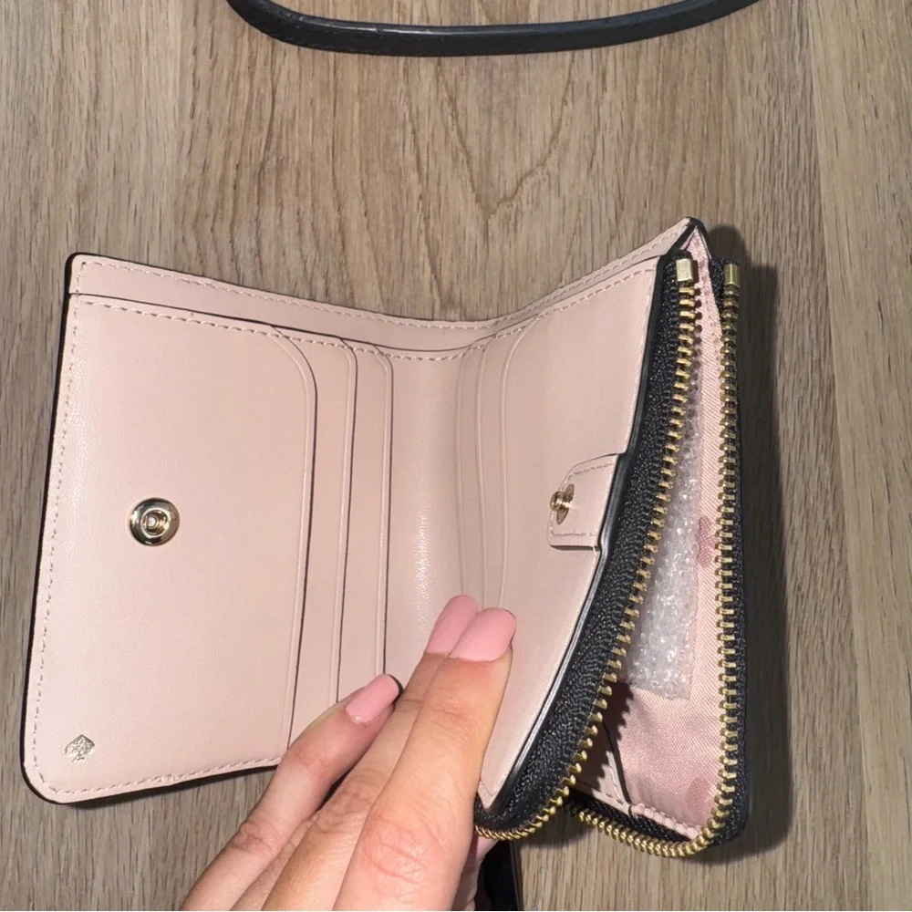 Kate Spade Light Pink & Black Crossbody Tote Bag & Matching Wallet